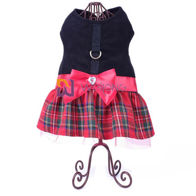 Christmas Vest Pet Dress Brushed Tricot Satin Bow Dog ชุดคริสต์มาส