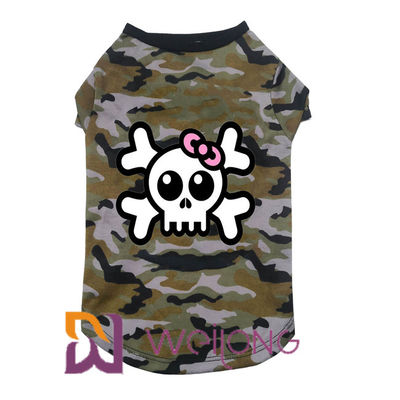 เสื้อยืดสัตว์เลี้ยง Poly Camo Skull Halloween สำหรับสุนัข 100% Poly Jersey 180G