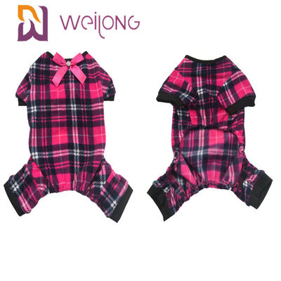 ชุดนอนสุนัข Poly Fleece Dog Pyjamas โบว์ที่ปรับแต่งได้สำหรับฤดูใบไม้ร่วงและฤดูหนาว