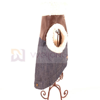 100% Poly Soft Dog Denim เสื้อแจ็คเก็ต Sherpa Lined Dog Jacket