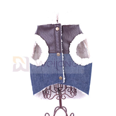 100% Poly Soft Dog Denim เสื้อแจ็คเก็ต Sherpa Lined Dog Jacket