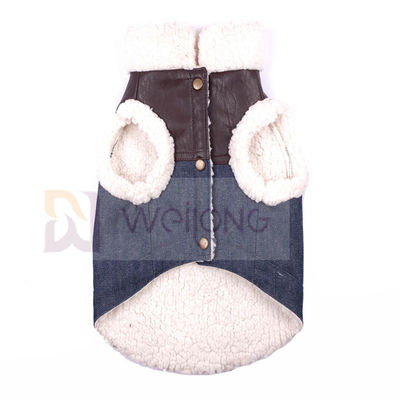 100% Poly Soft Dog Denim เสื้อแจ็คเก็ต Sherpa Lined Dog Jacket