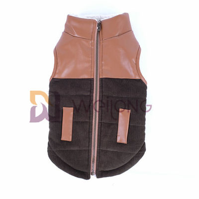 ปลอกคอหนัง Corduroy สุนัข Zip Up เสื้อแจ็คเก็ต Berber Lining เสื้อโค้ทสุนัขฤดูหนาวที่อบอุ่น XS-XL