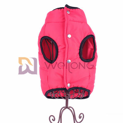 เสื้อแจ็คเก็ตสัตว์เลี้ยง Silver Snaps Red Pongee Winter Cotton Dog Padded Jacket