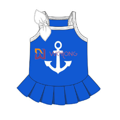 ที่กำหนดเอง Cvc Jersey Sailor Anchor Pet Dress Breathable Dog Dress Female