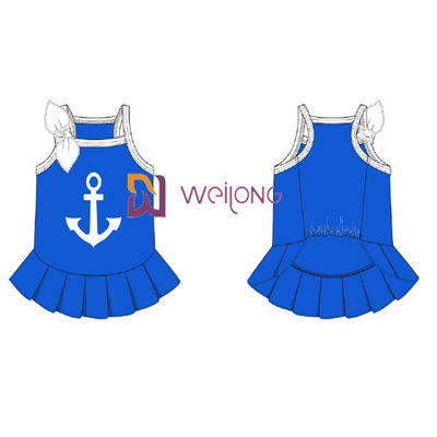 ที่กำหนดเอง Cvc Jersey Sailor Anchor Pet Dress Breathable Dog Dress Female