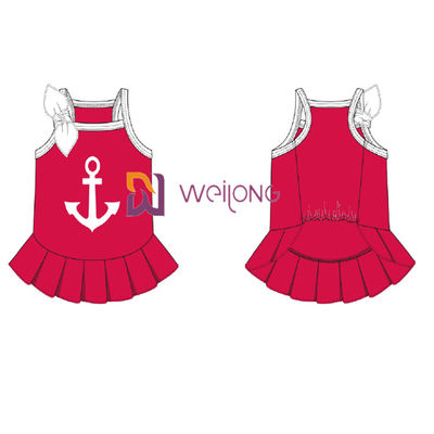 ที่กำหนดเอง Cvc Jersey Sailor Anchor Pet Dress Breathable Dog Dress Female