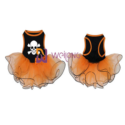 ฟักทอง / กะโหลกศีรษะ กระโปรง Tulle ฮาโลวีนชุดสัตว์เลี้ยง โบว์ตกแต่ง CVC Jersey