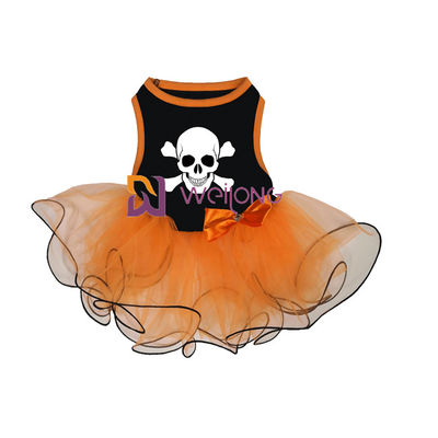 ฟักทอง / กะโหลกศีรษะ กระโปรง Tulle ฮาโลวีนชุดสัตว์เลี้ยง โบว์ตกแต่ง CVC Jersey