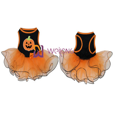 ฟักทอง / กะโหลกศีรษะ กระโปรง Tulle ฮาโลวีนชุดสัตว์เลี้ยง โบว์ตกแต่ง CVC Jersey