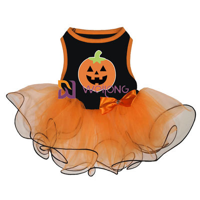 ฟักทอง / กะโหลกศีรษะ กระโปรง Tulle ฮาโลวีนชุดสัตว์เลี้ยง โบว์ตกแต่ง CVC Jersey