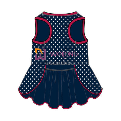 Glitter พิมพ์ USA Rubber Star CVC Jersey Dog Dress ชาย Customized