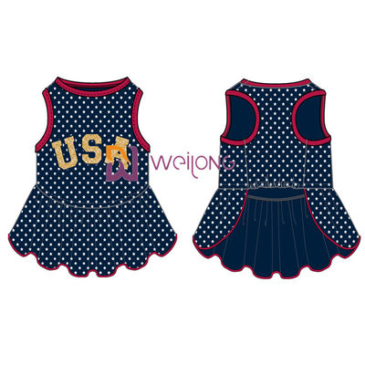 Glitter พิมพ์ USA Rubber Star CVC Jersey Dog Dress ชาย Customized