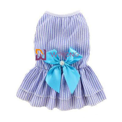 ชุดสุนัขน่ารักโพลีสีที่ปรับแต่งได้ Satin Bow Cotton Seersucker