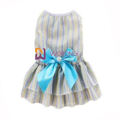 ชุดสุนัขน่ารักโพลีสีที่ปรับแต่งได้ Satin Bow Cotton Seersucker