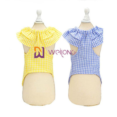ยางพิมพ์สี Summer Seersucker Dog Puppy Dress XS S M L XL