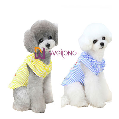 ยางพิมพ์สี Summer Seersucker Dog Puppy Dress XS S M L XL