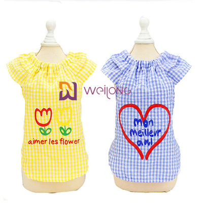 ยางพิมพ์สี Summer Seersucker Dog Puppy Dress XS S M L XL