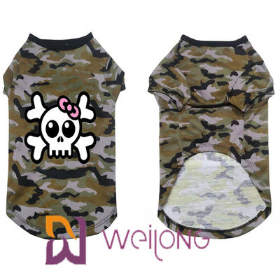 เสื้อยืดสัตว์เลี้ยง Poly Camo Skull Halloween สำหรับสุนัข 100% Poly Jersey 180G