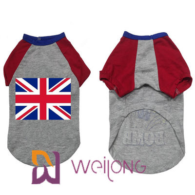 ฤดูร้อนปรับแต่งเสื้อยืดสัตว์เลี้ยงสำหรับสุนัขพิมพ์ยาง UK Flag