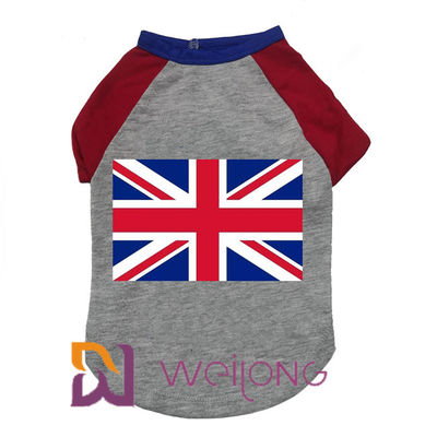 ฤดูร้อนปรับแต่งเสื้อยืดสัตว์เลี้ยงสำหรับสุนัขพิมพ์ยาง UK Flag