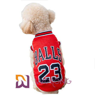 จำนวนการพิมพ์ที่ปรับแต่งได้ตาข่ายเสื้อยืดสัตว์เลี้ยง Nba เสื้อผ้าสัตว์เลี้ยง Jerseys