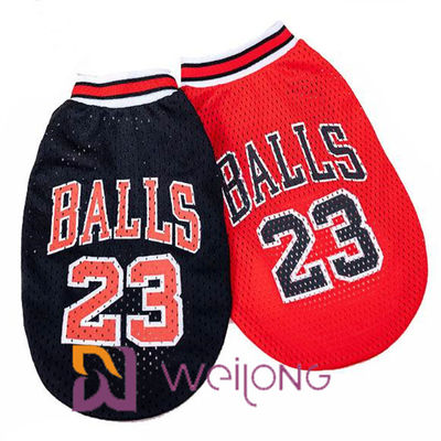 จำนวนการพิมพ์ที่ปรับแต่งได้ตาข่ายเสื้อยืดสัตว์เลี้ยง Nba เสื้อผ้าสัตว์เลี้ยง Jerseys