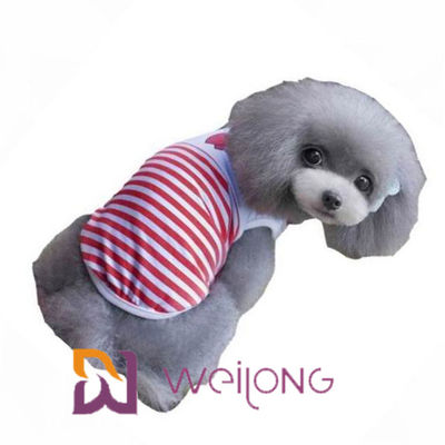 ที่กำหนดเองพิมพ์ดิจิตอลกะลาสี Anchor Stripe เสื้อยืดสัตว์เลี้ยงสำหรับลูกสุนัขผ้าฝ้าย 100%