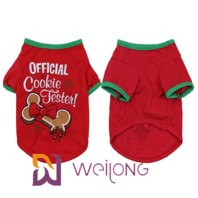 CVC Jersey 180G เสื้อยืดคริสต์มาสสุนัขสีแดงปรับแต่งได้