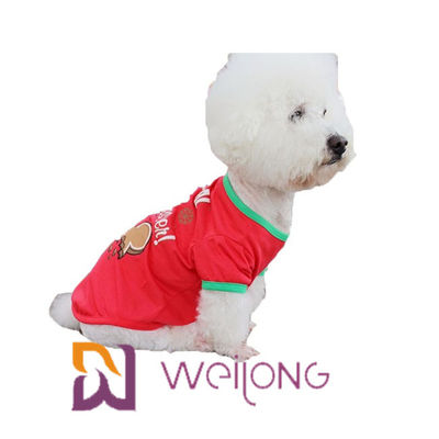 CVC Jersey 180G เสื้อยืดคริสต์มาสสุนัขสีแดงปรับแต่งได้