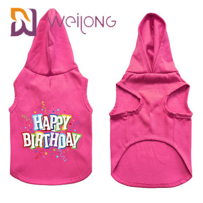 สีสันยางพิมพ์วันเกิด Hoodie สัตว์เลี้ยงที่กำหนดเอง Hoodie สุนัขสีชมพู