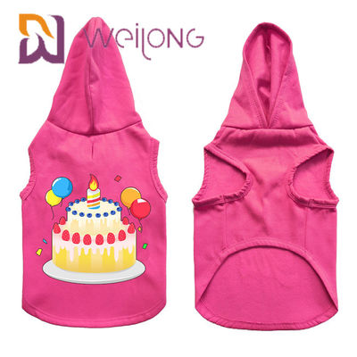 สีสันยางพิมพ์วันเกิด Hoodie สัตว์เลี้ยงที่กำหนดเอง Hoodie สุนัขสีชมพู