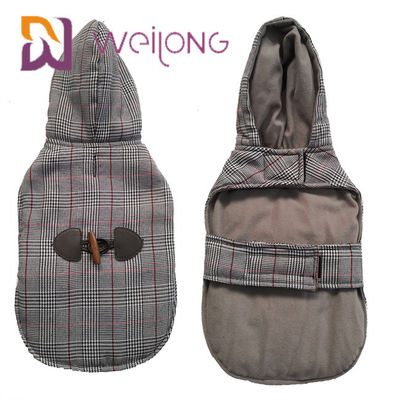 Houndstooth Brushed Tricot Custom Dog Hoodies ฤดูหนาวให้ความอบอุ่น BSCI Puppy Hoodie