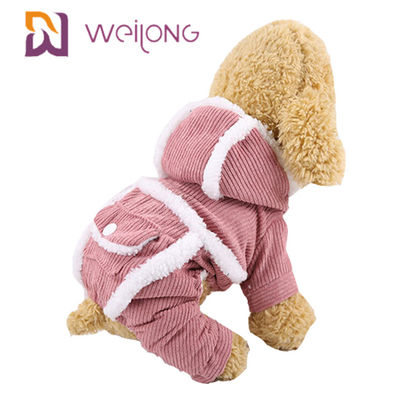 BSCI 100% Poly Corduroy Pet Pajama Dog Clothes ฤดูใบไม้ร่วงและฤดูหนาว