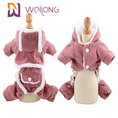 BSCI 100% Poly Corduroy Pet Pajama Dog Clothes ฤดูใบไม้ร่วงและฤดูหนาว