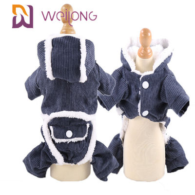 BSCI 100% Poly Corduroy Pet Pajama Dog Clothes ฤดูใบไม้ร่วงและฤดูหนาว
