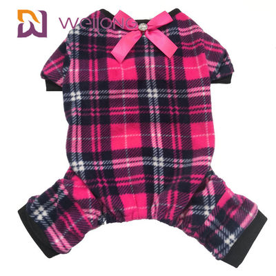 ชุดนอนสุนัข Poly Fleece Dog Pyjamas โบว์ที่ปรับแต่งได้สำหรับฤดูใบไม้ร่วงและฤดูหนาว