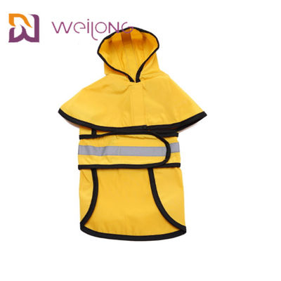 เสื้อกันฝนสุนัขสีเหลืองลายสะท้อนแสงพร้อมแจ็คเก็ตหนัง PU น้ำหนักเบา