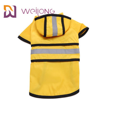 เสื้อกันฝนสุนัขสีเหลืองลายสะท้อนแสงพร้อมแจ็คเก็ตหนัง PU น้ำหนักเบา