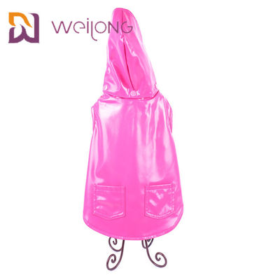 เสื้อสุนัขกันน้ำน้ำหนักเบา PU สีชมพูที่กำหนดเอง Xl เสื้อกันฝนสุนัข