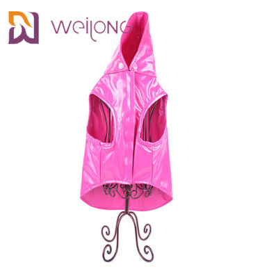 เสื้อสุนัขกันน้ำน้ำหนักเบา PU สีชมพูที่กำหนดเอง Xl เสื้อกันฝนสุนัข
