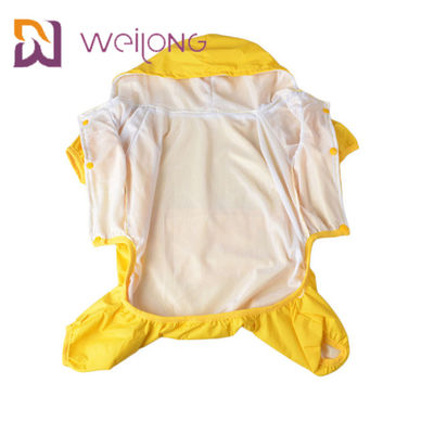เสื้อแจ็คเก็ตกันฝนสุนัขสีเหลืองน้ำหนักเบา PU Leather Windproof MESH Lining