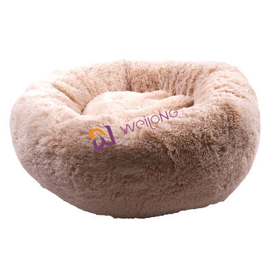 Donut Round Plush Dog Bed ต่อต้านความวิตกกังวล Cozy Calming Soft Luxury Pet Bed