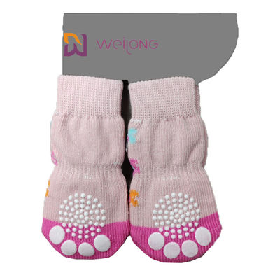 Pet Anti Slip ถักถุงเท้าสุนัขและถุงเท้าแมวพร้อมยางเสริม Paw Protector