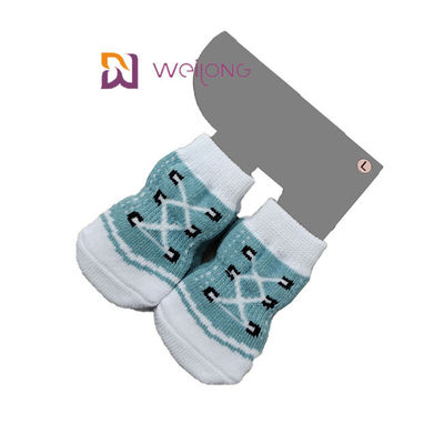 Anti Slip Custom Pet Socks Paw Protection สำหรับรูปแบบรองเท้าเลียนแบบในร่ม