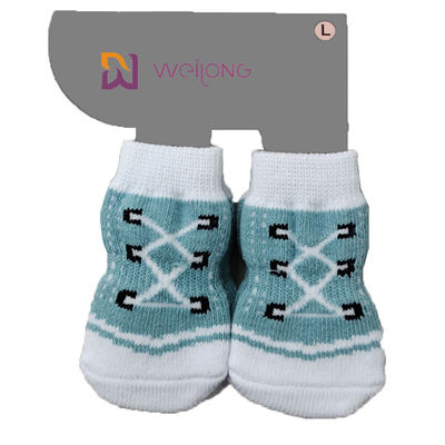 Anti Slip Custom Pet Socks Paw Protection สำหรับรูปแบบรองเท้าเลียนแบบในร่ม