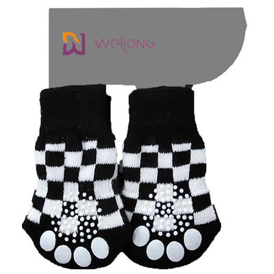 Rhombus Plaid Pattern ถุงเท้าลากสุนัขที่แข็งแกร่งสำหรับพื้นไม้เนื้อแข็ง Anti Slip