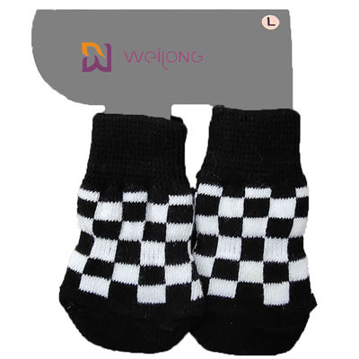 Rhombus Plaid Pattern ถุงเท้าลากสุนัขที่แข็งแกร่งสำหรับพื้นไม้เนื้อแข็ง Anti Slip