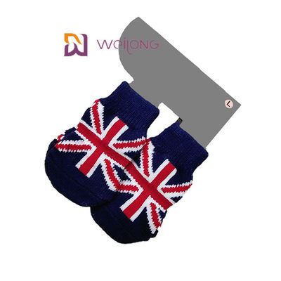 รูปแบบการถักถุงเท้าสุนัขแบบกำหนดเอง Union Jack 95% Cotton 5% Spandex
