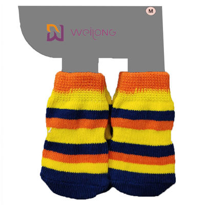 Cat / Dogs Stripe ถุงเท้าสัตว์เลี้ยงสำหรับวันหยุดที่กำหนดเอง Cotton Paw Protector For Walking